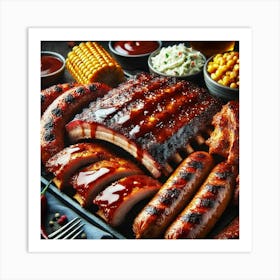 A Close Up Of Bold Barbecue Flavors, Featuring Jui Art Print