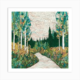 Path In The Woods, abstract art Art Print