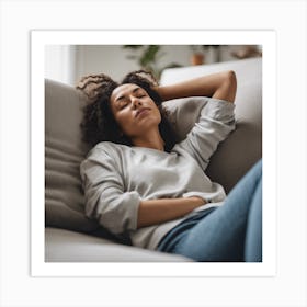 Woman Sleeping On Couch 2 Art Print