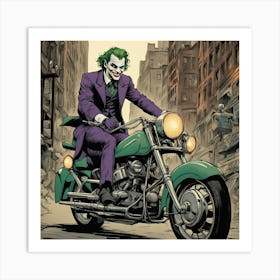 Joker On A Motorcycle Art Print