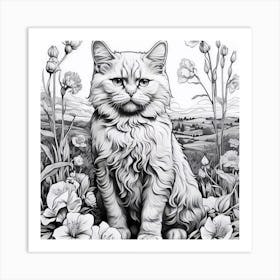 Cat In The Meadow Art Print