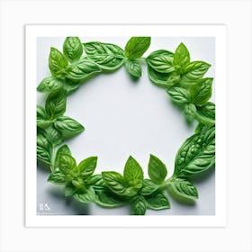 Wreath Of Basil Leaves Art Print