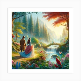 Couple at Garden Art Print