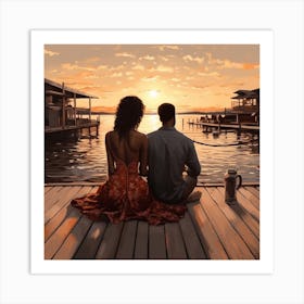 Sunset On The Dock 7 Art Print