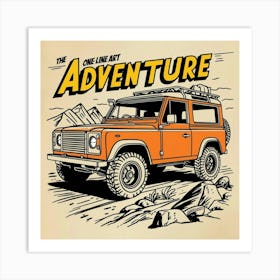 One Line Adventure Car Art Print