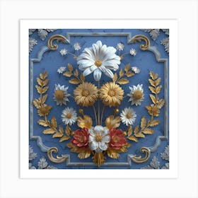 3d Floral Wallpaper 1 Art Print