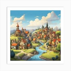 Village In The Countryside 2 Art Print