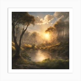 Sunset In The Forest Art Print