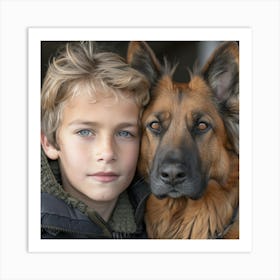 Boy With Dog Art Print