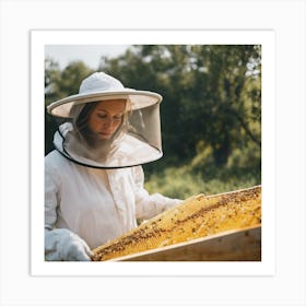 Beekeeper In Beehive Art Print