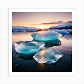 Icebergs At Sunset 19 Art Print