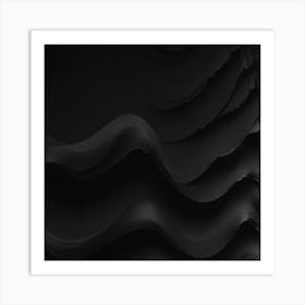 Abstract Black Wave Art Print