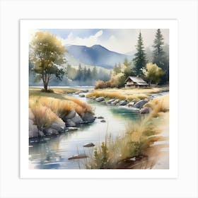 Watercolor Of A River 10 Art Print