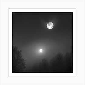 Moon In The Mist Art Print