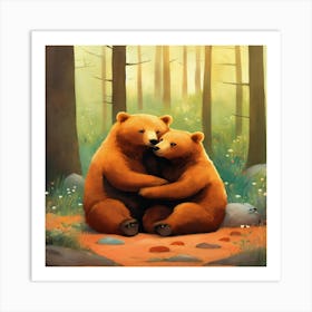 Two Bears Hugging Art Print