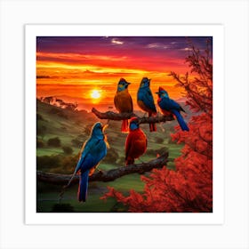 Birds At Sunset 4 Art Print