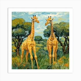 Giraffes In The Wild Art Print