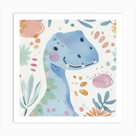 Cute Acrocanthosaurus Dinosaur Watercolour Style 1 Art Print