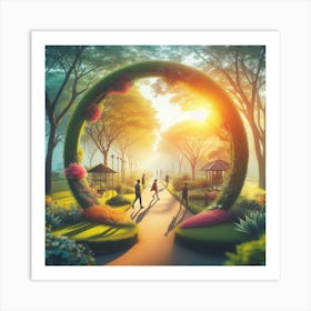 Morning Walk in Garden Art Print