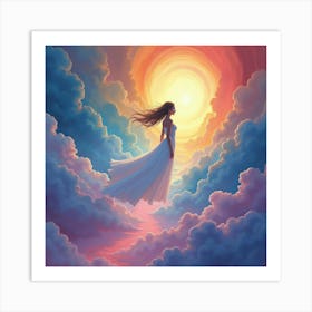 Soul Drifting Through A Colorful Watercolor Dream Realm 1 Art Print