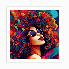 Afro Girl With Sunglasses 2 Art Print