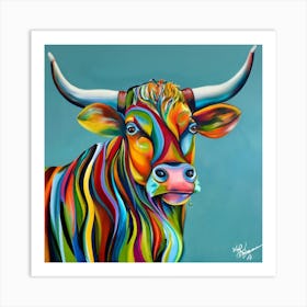 Animals Wall Art : Colorful Cow Art Print