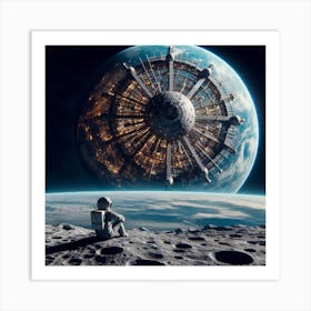 Spaceship On The Moon 1 Art Print