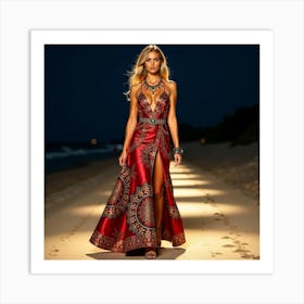 Red Evening Gown 6 Art Print