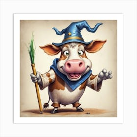 Cow In A Wizard Hat Art Print