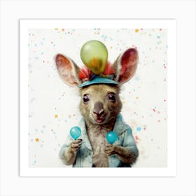 Kangaroo With Balloons 2 Art Print