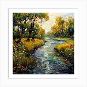 Blooming Riverside Retreat Art Print