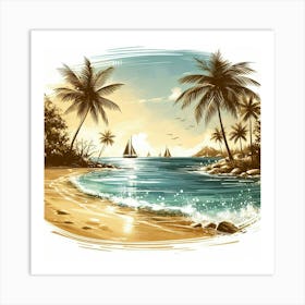 Illustration seaside 1 Art Print