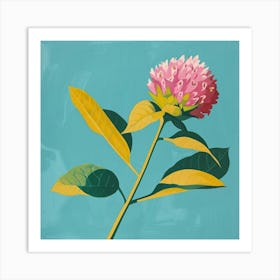 Globe Amaranth Square Flower Illustration Art Print
