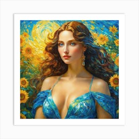 Sunflower Girl khy Art Print