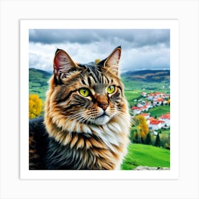 Cat On A Hill Art Print