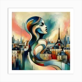 Abstract Art French woman in Paris 3 Art Print