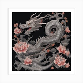 Dragon And Lotus 1 Art Print