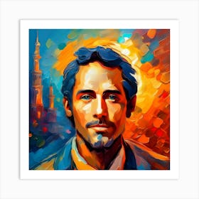 Portrait Of A Man Painting Art Print