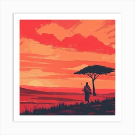 Sunset In The Savannah 6 Art Print