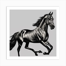 Black Horse Galloping Art Print