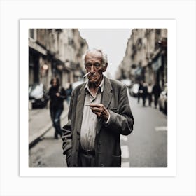 Old Man Smoking A Cigarette 2 Art Print