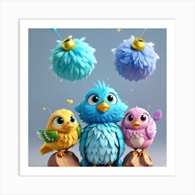 a world teeming with cute creatures and vibrant colors. Art Print