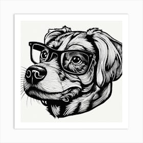 Dog In Glasses Art Print