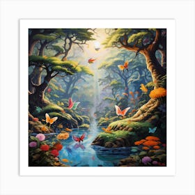 Butterflies In The Forest Art Print