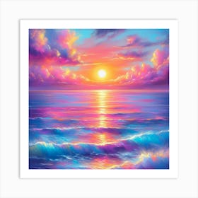 Sunset Over The Ocean Art Print