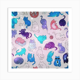 Galaxy Cats Cute Animal Prints Art Print