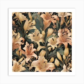 Art Deco Lilies Art Print