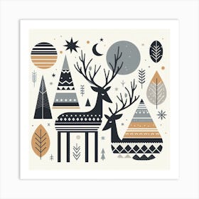 Scandinavian style, Deer Art Print