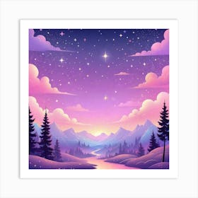 Sky With Twinkling Stars In Pastel Colors Square Composition 321 Art Print