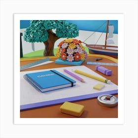 School Desk Art Print